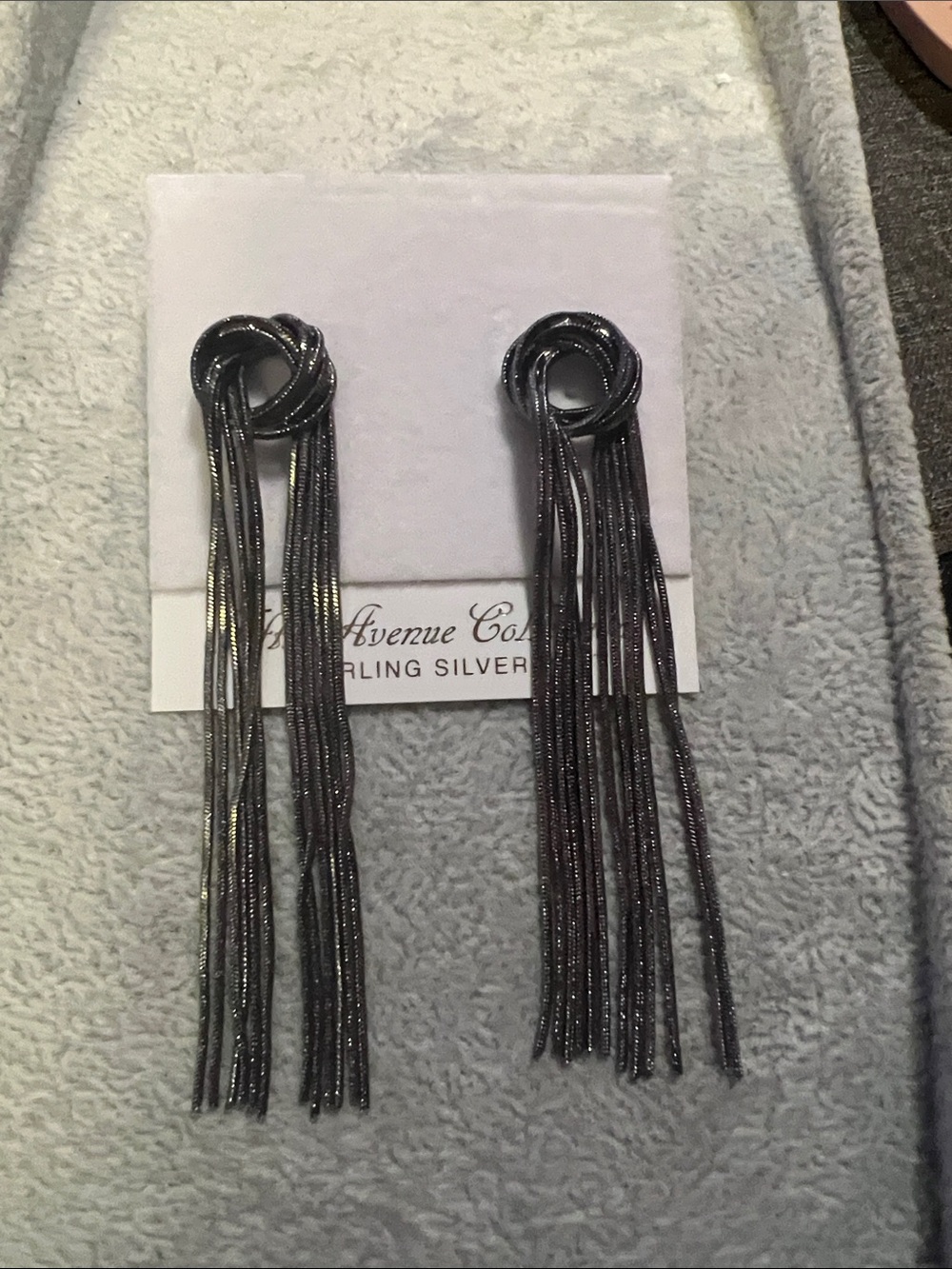 Sterling Silver Black Knot Tassel Drop Earrings